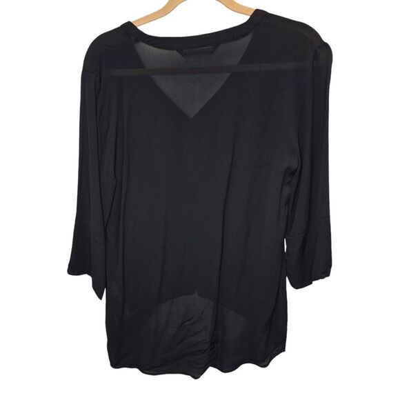 Zara Woman M Sheer Long Sleeve High Lo Tunic Black - Picture 7 of 15